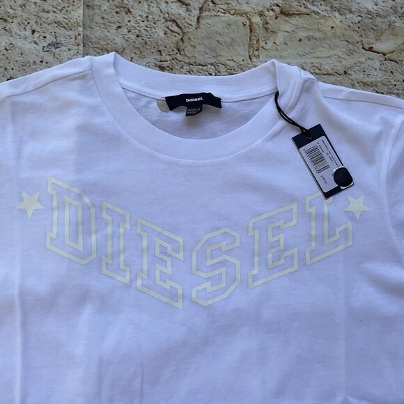 $58 Diesel Women’s T-Sully Ai New Print T-Shirt Short Sleeves In White Size M - Picture 2 of 7